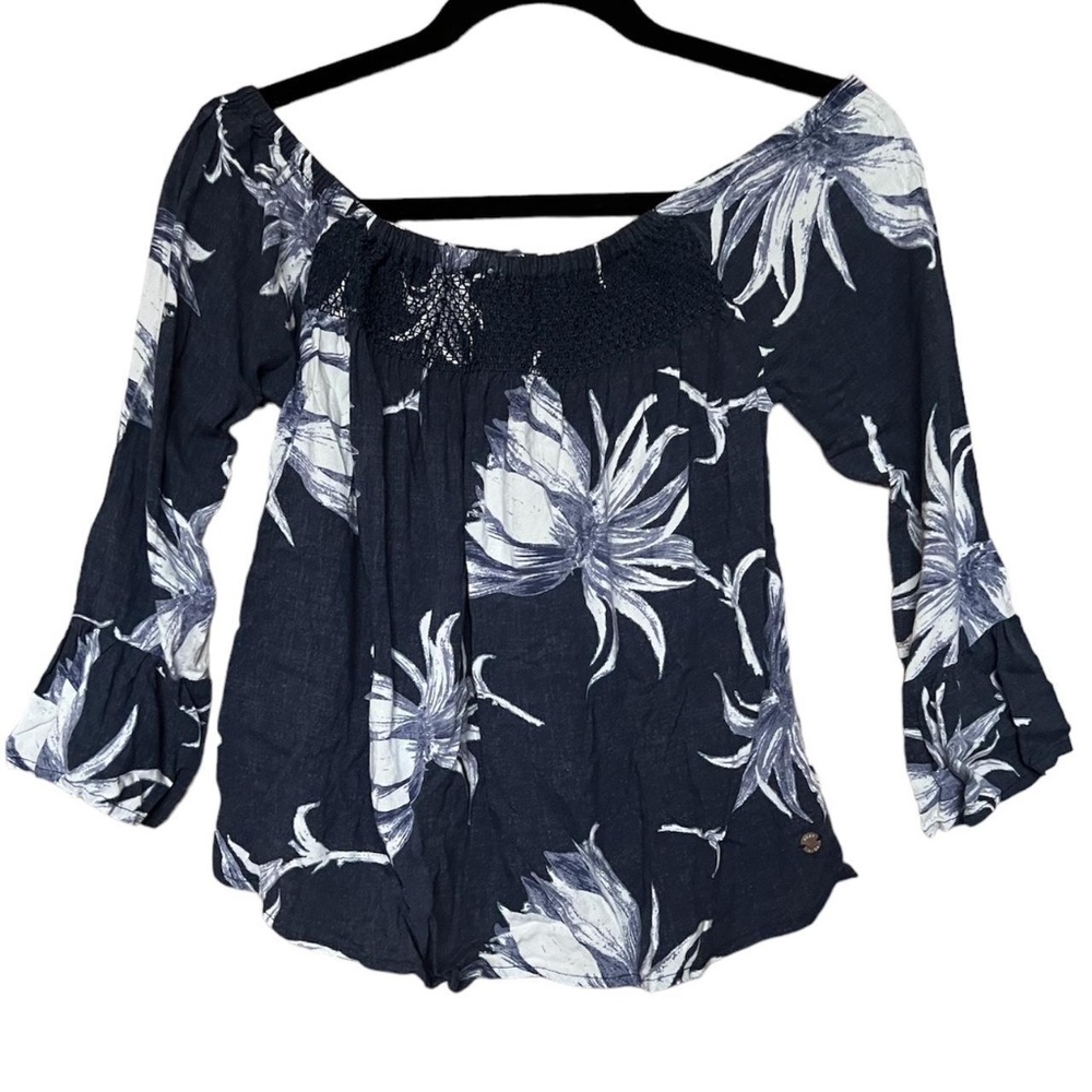 Roxy navy floral over the shoulder top